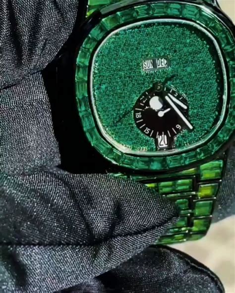 emerald patek philippe watch|Patek Philippe nautilus with diamonds.